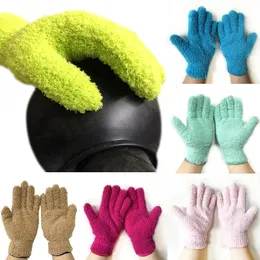 Five Fingers Gloves 1Pcs Cleaning Microfiber Coral Fleece Car Grooming Solid Color Finger Dust Removal Housework Absorbent 231012