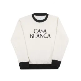 Casablanca fleece sweatshirts men and women designer polar color matching round neck sweater plush tops