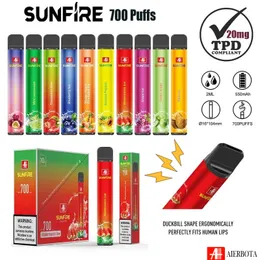 Authentic Sunfire TPD 700 Puffs Disposable Vape Pen 2ml E Cigarette 0% 20% 30mg 50mg 550mAh Vaper Puff Device Wholesale i Vapes Supply Vapour Pod