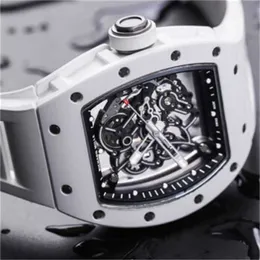 Mechanische Sportuhren Richarmill Herren-Armbanduhren Damen-Armbanduhren Herrenserie RM055 Weiße Keramik Automatische mechanische Hohlmode Herren WN-CDXF