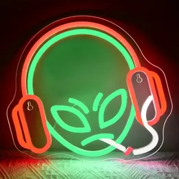 Alien Headphone LED Neon Sign, For Room Game Room Decoration, For Halloween Christmas New Year Decoration
