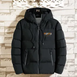 Jaquetas masculinas moda com capuz inverno trapstar impresso casaco masculino grosso quente jaqueta de inverno à prova de vento para jaqueta parka tamanho M-4XL