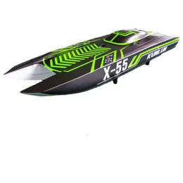 DTRC RC Fiberglass High-speed Racing Boat Waterproof RTR X55 130km/h Radio Control Model FlySky Toucan Hobby Toy Gift THZH1595