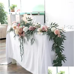 Dekorativa blommor 270 cm Artificial Rose Vine Flower Garland Wedding Table Decoration Simation Floral Arrangement Ceremonin Bakgrund DHIPA