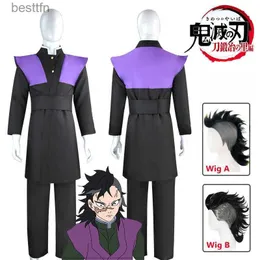 Thema Kostüm Dämon Slayer Cosplay Kommen Genya Shinazuga Uniform Perücke Anime Kimetsu No Yaiba Swordsmith Village Arc Aufkleber Sanemi Männer cosL231013