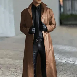 Męskie okopy płaszcze męskie faux skórzana kurtka Stylowa wiatroodporna odzież uliczna z Slim Fit 231012