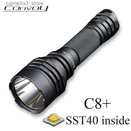 Facklarna Convoy C8 Plus Flashlight Linterna LED med SST40 Hög kraftfull Flash Light Torch 2000lm Camping Fishing Tactical Work Lamp Q231013