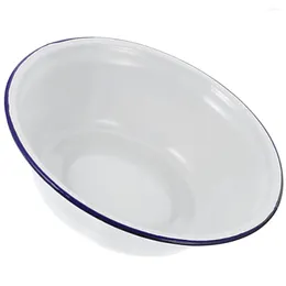 Наборы столовых приборов Миски для смешивания салатов Хранение супа Винтажная эмалированная ностальгическая эмалированная посуда Овощной бассейн Белый ретро кухонный держатель