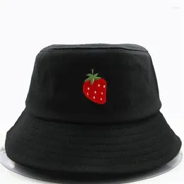 Basker ldslyjr jordgubbe frukt broderi hink hatt fiskare utomhus resor sol möss hattar för män och kvinnor 177
