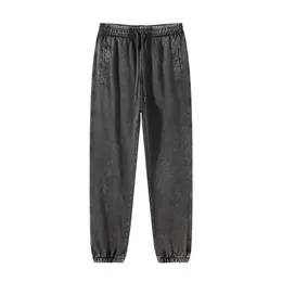 High Street Dark Dark Abrgenage Baggy Joggers Pants الرباطين السراويل الرياضية الرجال يغسلون بنطلون رياضي