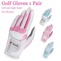 Sporthandskar 1 par golf för kvinnligt tyg och lycra 4 Kind Lady Gift Sport Glove vänster Höger Hands andningsbar slipbeständig Magic Tape 231012