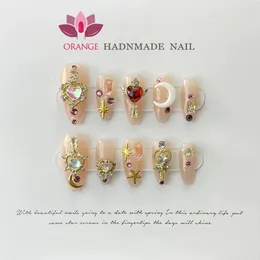 False Nails Handmade Press On Glitter 3D Charms med designad nagel Fake Nail Lim Acrylic Tips 231013