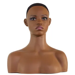 USA Warehouse Free ship Wig Stand Realistic Female Mannequin Head with Shoulder Manikin Head Bust Wig Head for Display Wigs Necklace Earrings Hat dark Brown