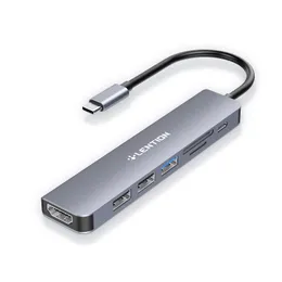 Концентратор USB C LENTION с зарядкой 100 Вт, HDMI 4K, устройство двойного кард-ридера, MacBook Pro, совместимый с USB 3.0 2.0 2023–2016 гг., новый Mac Air/Surface, Chromebook, многое другое, стабильный адаптер драйвера (CE18)