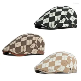 Berets Retro Hat For Women British Style Diamond Forward Adjustable Literary Japanese Short-brimmed Peaked Men's Caps