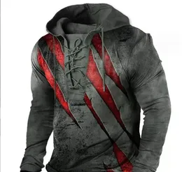 Customized Tees & Polos 021 Scratch printing Hooded Mens Hoodie 3D Digital Printing Hoodie Loose Sweater Long sleeved Coat