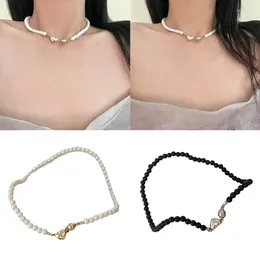 Choker Pearl Chain Jewelry Heart Pendant Clavicle Party Ornaments Birthday 40GB