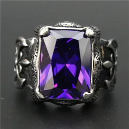 3pcs lot New Design Huge Purple Rhine stone Ring 316L Stainless Steel Fashion jewelry Flower Purple Cool Ring296j