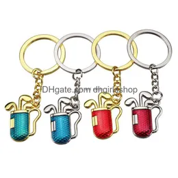 Chaveiros Chaveiro Clube de Golfe Chaveiro Vermelho Saco de Metal Keychain Enforcamentos Mulheres Homens Moda Jóias Will e Jóias Dhqyo