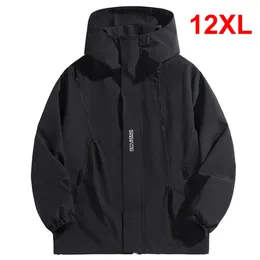 Jaquetas masculinas 10xl 12xl plus size blusão homens jaqueta impermeável cor sólida preto casacos masculino grande ao ar livre outerwear 231012