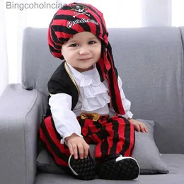 زي موضوع Cosplay Red Knight Pirate Captain Suit Kids Baby Behysuits Romper Halloween Come Fant Dress Party Stage Show Propsl231013