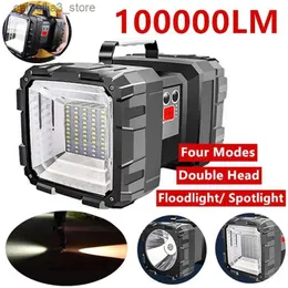 횃불 초강력 고전력 XHP100 LED USB 충전식 가장 강력한 Searchlight Handheld Flashlight 작업 스포트라이트 플러딩 라이트 Q231013