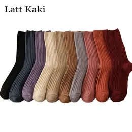 양말 hosiery 3 pairslot socks sets 여성 단색 우아한 복고풍 긴 면화 여성 양말 통기성 일본 스타일 캐주얼 면화 양말 231012
