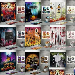 Shower Curtains Halloween Shower Curtain Bloody Horror Bath Curtains 150X180Cm Waterproof Fabric With 12 Hooks For Home Bathroom Party Dheyr