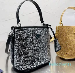 Strass Emmer Tas Designer Mini Draagtas Dames Diamanten Handtassen Crossbody Schoudertas Winkeltas Driehoek Pailletten Dame Portemonnee Volledige Waterboor Leren etui