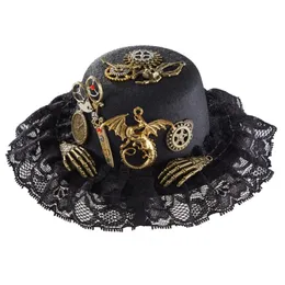 قبعة beanieskull قبعة steampunk مثلي الجنس أعلى قبعة steampunk mini أعلى قبعة قصات الشعر مقطع للنساء القبعة السوداء هالوين أعلى قبعة القوطية carnival nightcl 231013