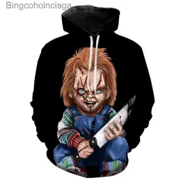 테마 의상 공포 영화 Chucky Hoodies 남자 패션 3D 인쇄 후드 땀 셔츠 여자 Cool 힙합하라 주쿠 스트리트웨어 할로윈 comel231013