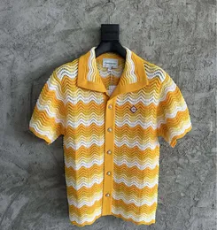 Casablanca ocean wave stickade skjortor mönster casual stickad tröja ihålig cardigan skjorta