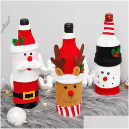 Noel Süslemeleri Noel Şarap Şişesi Çantaları Noel Noel Baba Snowman Ers parti yemek masası dekorasyonları ev bahçesi f dh74u için hediye