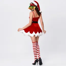 Casual Dresses Christmas 3 Pieces Set Women Red Mini Dress with Belt Hat Fluffy Pompoms Retro Santa Clothing Festival Style Semester