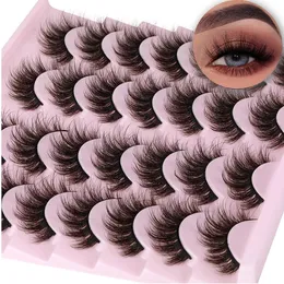 False Eyelashes 14 Pairs Wispy Mink Lashes Fluffy Eye Natural Look 5D Volume 16mm Fake Pack 231012