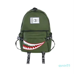 Trendy Backpack Street Trend Back Pack Erkekler Kore Versiyonu Korece Shark Fashion Schoolbag Leisure Lise Öğrencileri