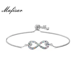 Mafisar 2021 New Fashion Rainbow Color CZ Stone Jewelry Rose Gold Color 8 Shape Infinity Charm Bracelets for Women girl277z
