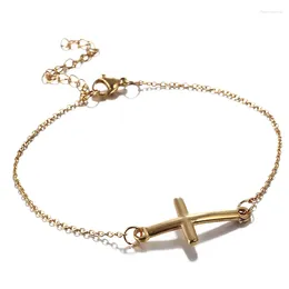 Charmarmband Misenbaba Minimalistiska katolska rostfritt stål Cross Charms Armband för kvinnor Män religiös smyckespresent