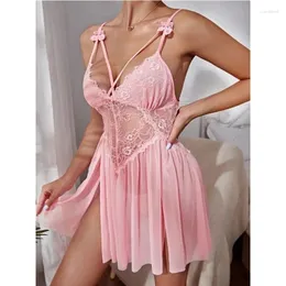 Women's Sleepwear 2023 Sexy Lace Gauze Sleeping Dress Temptation Mesh Hanging Neck Fairy Backless Tulle Perspective Nightdress Night Gown