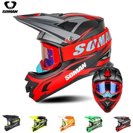 Helmy rowerowe Soman Man Motocross Motorcycle Hełm Cascos Para Moto Off Road Racing ATV Downhill Motorbike Dirt Bike MTB CE Zatwierdzony 231013