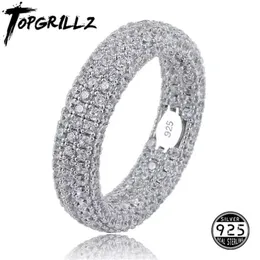 Qualidade 925 Sterling Silver Stamp Ring Full Iced Out Cubic Zirconia Mens Mulheres Anéis de Noivado Charme Jóias Para Presentes 2110123330