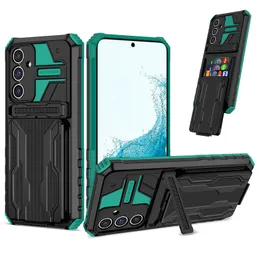 Samsung Galaxy A54 5G A24 A34 A14 A13 A33 A22 A32 Heavy Duty Stand Phone Cover의 충격 방출 가능한 카드 홀더 킥 스탠드 케이스