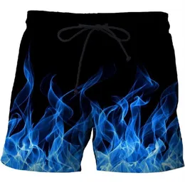 Calções de praia masculinos chama azul calças fitness roupa de banho de secagem rápida rua engraçado impressão 3D shorts fábrica direct12715