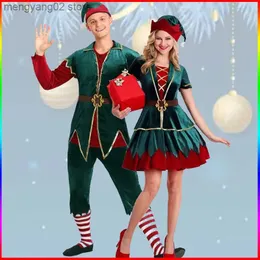 테마 의상 코스프레 Come Chrismas Come for Women and Men Party Carnival Dress New Year Cosplay Green Elf Xmas Fancy Dress Lovers T231013
