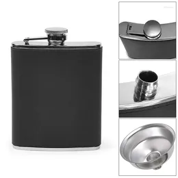 Hip Flasks 240ml Stainless Steel Liquor Flask With Black Diagonal Leather Covered 8oz Wine Container Carrier A Hepper Included For Home