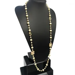 체인 2021 Cnaniya 브랜드 보석 시뮬레이션 된 진주 가닥 긴 목걸이 여성을위한 긴 목걸이 Bijoux Femmes Collier Perles Collar Perlas Bijout253U