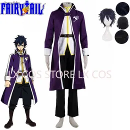 Tema kostym unisex anime cos fairy tail grå fullbuster cosplay kommer outfit halloween jul uniform anpassad sizel231013