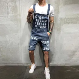 Jaycosin New Fashion Men's Hole Jeans Jumpsuits Shorts Summer Streetwear Ejressed Denim Bib Overalls For Man Suspender Pant304i