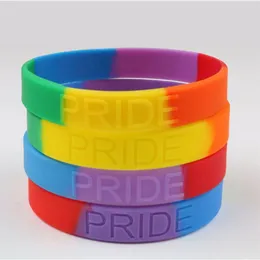 100pcs Gay Rainbow Lesbian Bisexual homeosexuality homosex homoerotism silicone wristband rubber band bracelet bangle249E