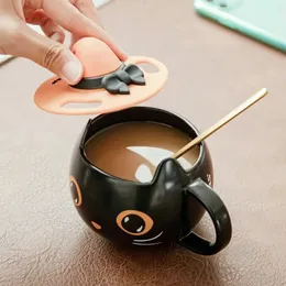 マグカップハロウィーンギフト魔女キャップ付きブラックキャットカップかわいい子猫ユニークなセラミックコーヒーマグ